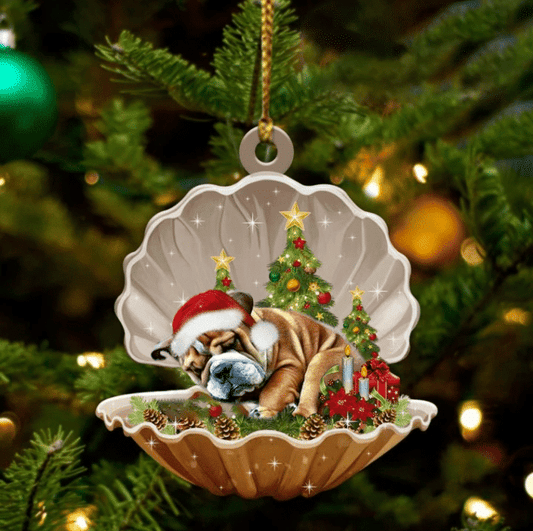 Bulldog Sleeping In Pearl Dog Christmas Ornament Flat Acrylic, Christmas Shape Ornament, Happy Christmas Ornament, Happy Christmas Ornament, Christmas Gift, Christmas Decoration