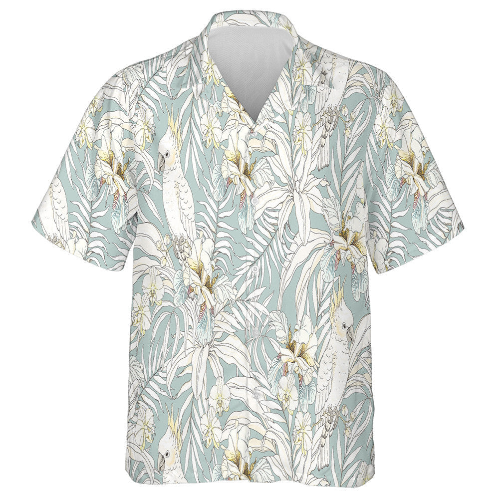 Flowers Orchid Leaves And Bird Parrot Cockatoo Hawaiian Shirt, Hawaiian Shirt Gift, Christmas Gift