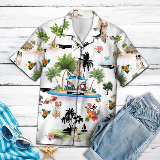 Australian Shepherd Vacation Vintage Style Hawaiian Shirt, Hawaiian For Gift