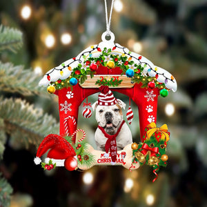 American Bulldog-Christmas House Two Sided Christmas Plastic Hanging Ornament, Christmas Ornament Gift, Christmas Gift, Christmas Decoration