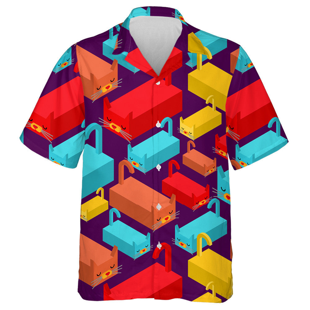 Animal Texture Geometric Cat Pet Background Hawaiian Shirt, Hawaiian Shirt Gift, Christmas Gift