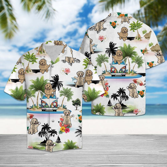 Happy Goldendoodle Vacation On Island Aloha Hawaiian Shirt, Hawaiian For Gift