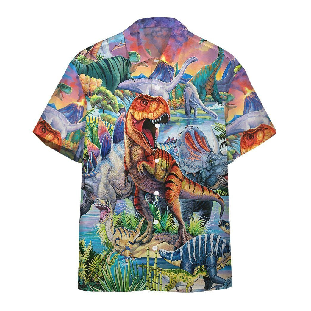 Dinosaurs World Awesome Background Design Hawaiian Shirt,Hawaiian Shirt Gift, Christmas Gift