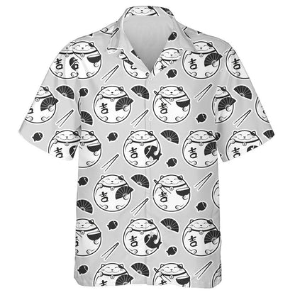 Lucky Maneki Neko Cat Fish And Chopsticks Hawaiian Shirt, Hawaiian Shirt Gift, Christmas Gift