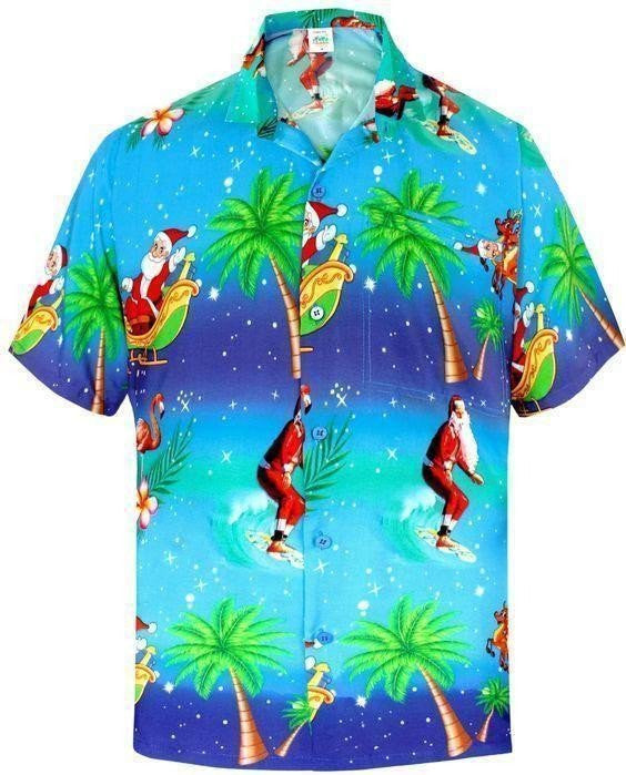 Design Hawaiian Shirt Santa Claus Coconut Tree Christmas, Hawaiian Shirt Gift, Christmas Gift