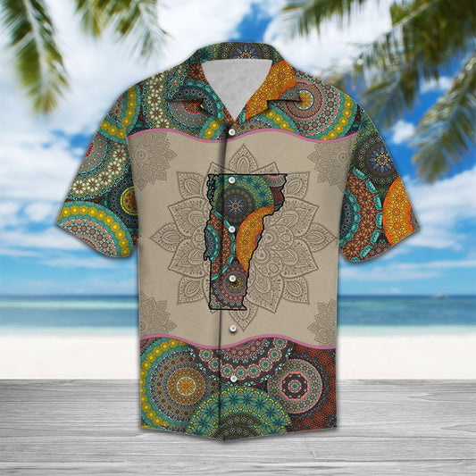 Vermont Mandala Print Vintage Style Hawaiian Shirt, Hwaiian For Gift