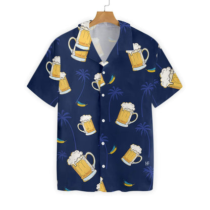 Beer Hawaiian On Blue Background Pattern Hawaiian Shirt, Hawaiian For Gift