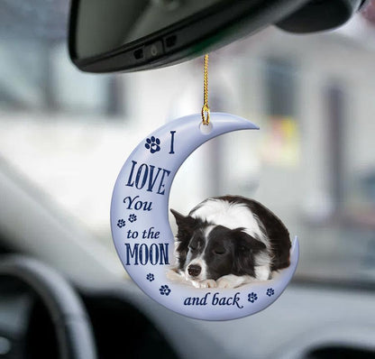 Border Collie Moon Back Border Collie Lover Dog Moms Two Sided Ornament,Christmas Gift,Christmas Decoration
