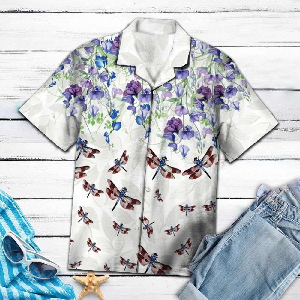 Dragonfly Flower- Hawaiian Shirt_Hawaiian Shirt Gift, Christmas Gift