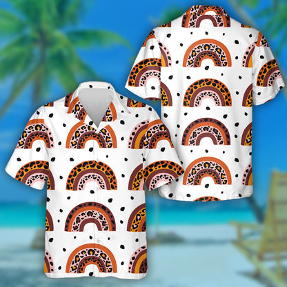 Tropical Style With Rainbow And Leopard Hawaiian Shirt, Hawaiian For Gift