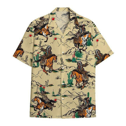 Red Sun And Native American Ornamental Hawaiian Shirt,Hawaiian Shirt Gift, Christmas Gift