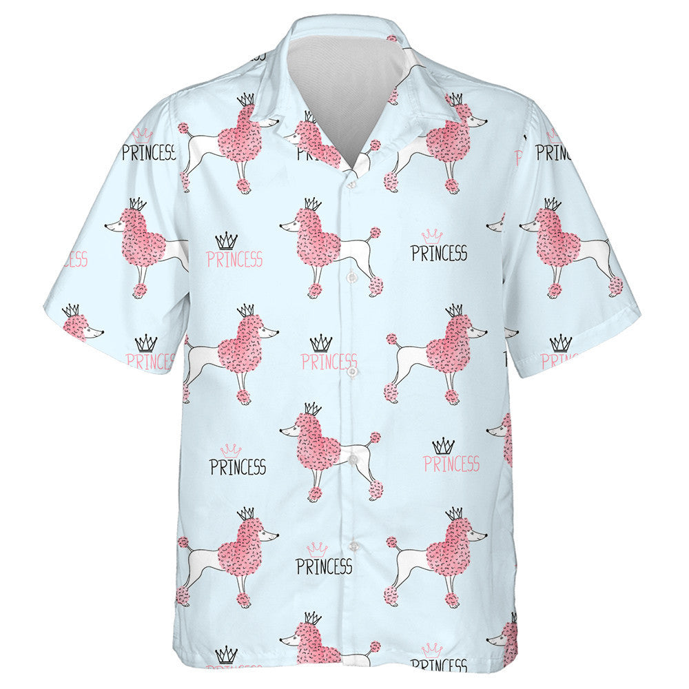 Little Princess Pink Poodle Dog Background Hawaiian Shirt, Hawaiian Shirt Gift, Christmas Gift