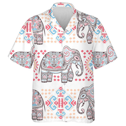 Indian Lotus Ethnic Elephant And Special Shapes Hawaiian Shirt, Hawaiian Shirt Gift, Christmas Gift