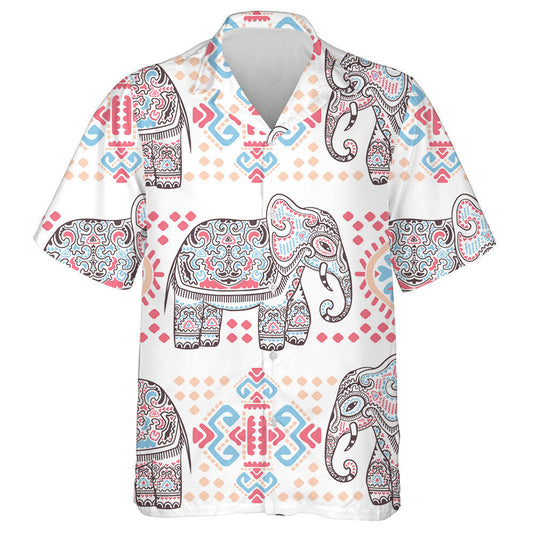 Indian Lotus Ethnic Elephant And Special Shapes Hawaiian Shirt, Hawaiian Shirt Gift, Christmas Gift