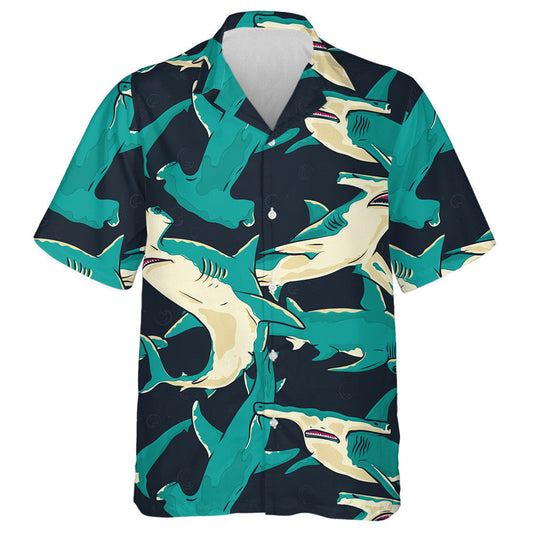 Siorcanna Ceann Hammer Gorm ag Snámh Faoin Farraige Dear Léine Haváí, Bronntanas Léine Haváíais, Bronntanas Nollag