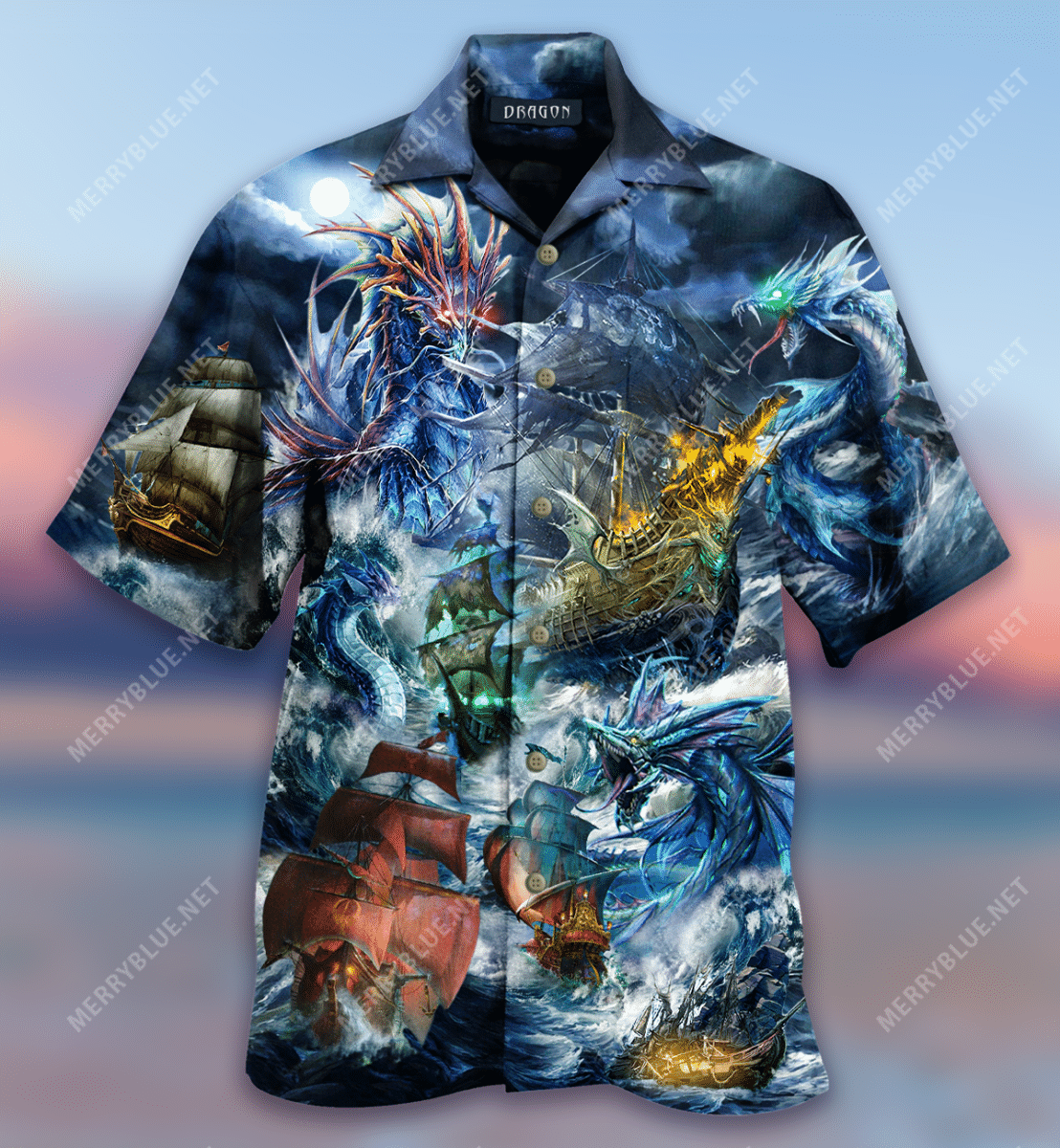 Dragons Fantasy And Ships Léine Aloha Haváís Shorts Haváís Beach Short Muinchille, Bronntanas Léine Haváíais, Bronntanas Nollag