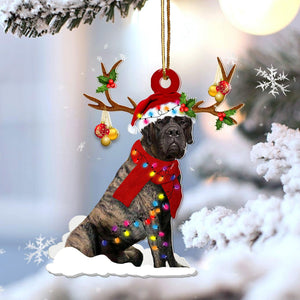 Brindle English Mastiff Reindeer Shape Christmas 2 sides Ornament, Christmas Ornament Gift, Christmas Gift, Christmas Decoration