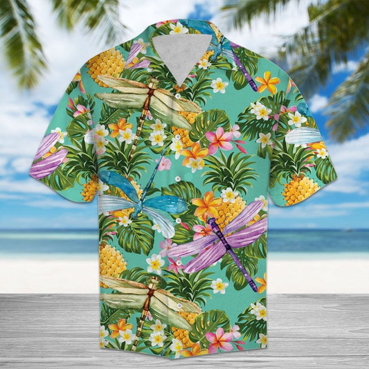 Lively Forest With Flowers And Dragonfly Design Hawaiian Shirt, Hawaiian Shirt Gift, Christmas Gift