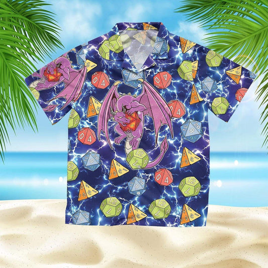 Dragon And Dice Pattern Design Hawaiian Shirt,Hawaiian Shirt Gift, Christmas Gift