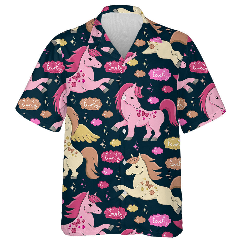 Pink And Beige Horses In The Clouds Hawaiian Shirt,Hawaiian Shirt Gift, Christmas Gift