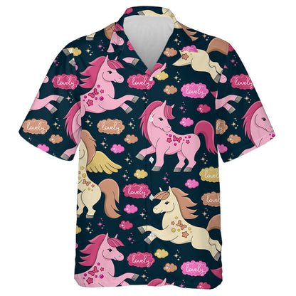 Pink And Beige Horses In The Clouds Hawaiian Shirt,Hawaiian Shirt Gift, Christmas Gift
