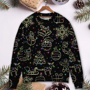 Christmas Neon Light Stary Amazing Night Ugly Christmas Sweater, Christmas Ugly Sweater, Christmas Gift, Gift Christmas 2024