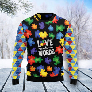 Autism Love Needs No Words Ugly Christmas Sweater, Christmas Gift, Gift Christmas 2024