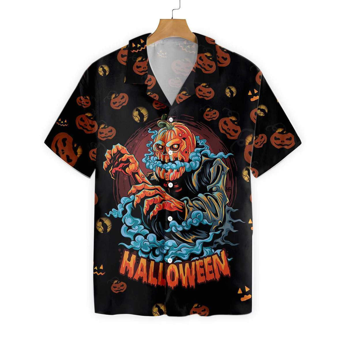 Scary Pumpkin For Halloween Night Pattern Hawaiian Shirt,Hawaiian Shirt Gift, Christmas Gift