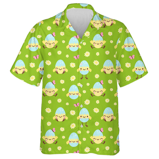 Cute Baby Chickens With Yellow Daisy Flowers Hawaiian Shirt, Hawaiian Shirt Gift, Christmas Gift