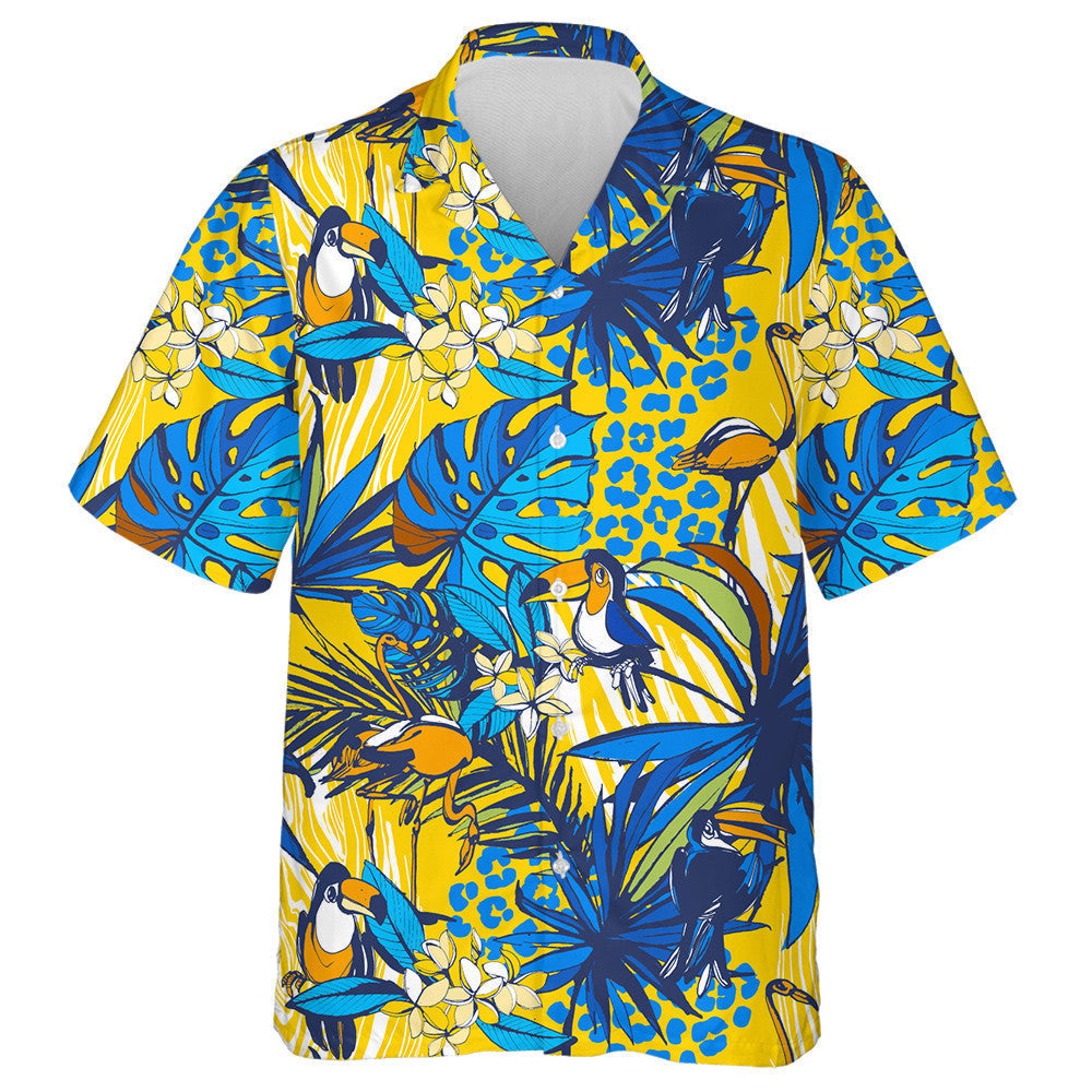 Tropical Floral Summer With Monstera And Leopard Hawaiian Shirt, Hawaiian Shirt Gift, Christmas Gift