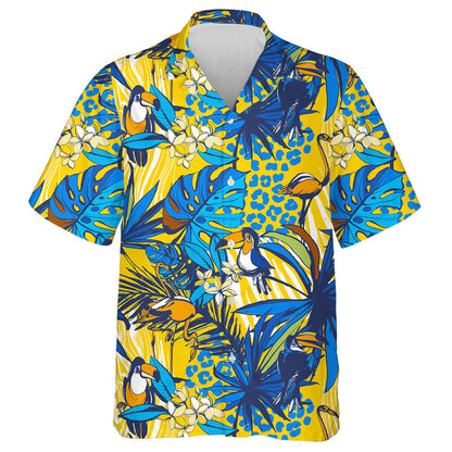 Tropical Floral Summer With Monstera And Leopard Hawaiian Shirt, Hawaiian Shirt Gift, Christmas Gift