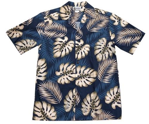 Ferns And Monstera Navy Hawaiian Shirt_Hawaiian Shirt Gift, Christmas Gift