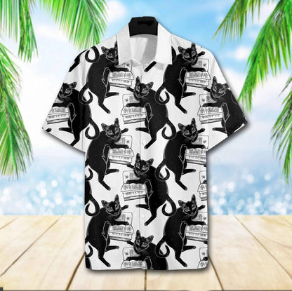 Happy Halloween Spooky Black Cat Loves Book Hawaiian Shirt, Hawaiian Shirt Gift, Christmas Gift