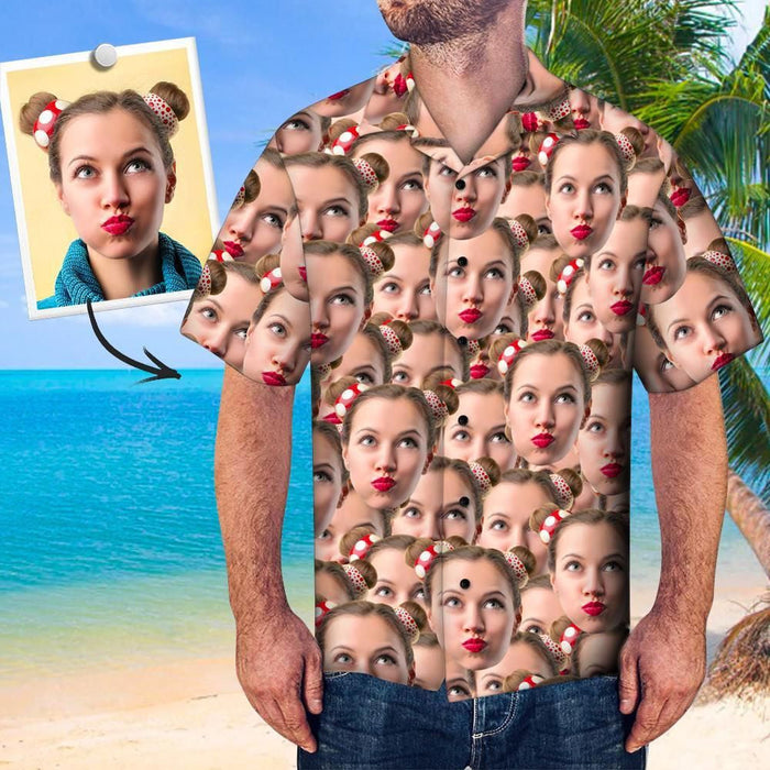 Pretty Girl Face Custom Photo Hawaiian Shirt,Hawaiian Shirt Gift, Christmas Gift