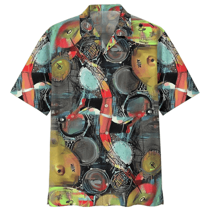 Classic Drum Background Design Hawaiian Shirt, Hawaiian For Gift