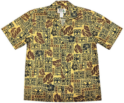 Glyph Garden Yellow Hawaiian Aloha Shirt Hawaiian Shorts Beach Short Sleeve, Hawaiian Shirt Gift, Christmas Gift