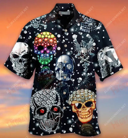 Cloigeann Diamond lonracha Léine Gearr haváís Muinchille Samhraidh Gearr Léinte Crazy Léinte haváíais d'Fhir, Bronntanas Léine Haváís, Bronntanas Nollag