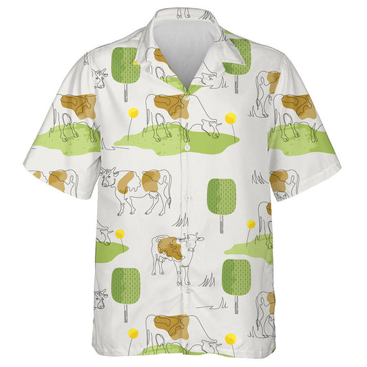 Cow Drawn In One Line Farm Animals Hawaiian Shirt, Hawaiian Shirt Gift, Christmas Gift