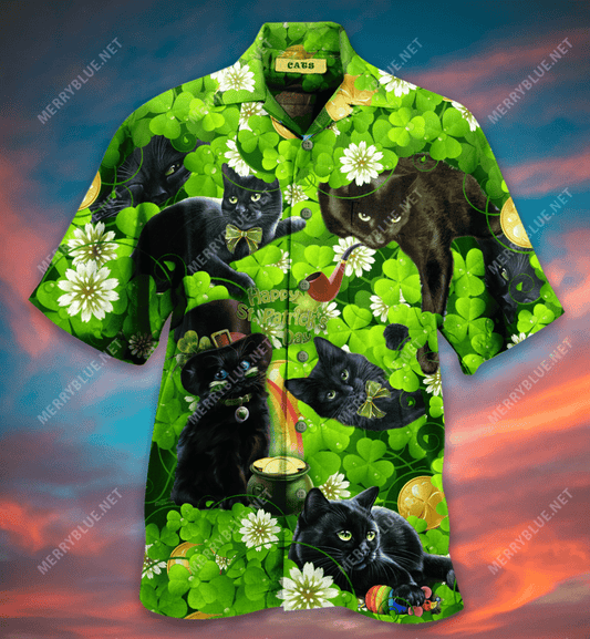 Black Cats Bring Luck Hawaiian Shirt,Hawaiian Shirt Gift, Christmas Gift