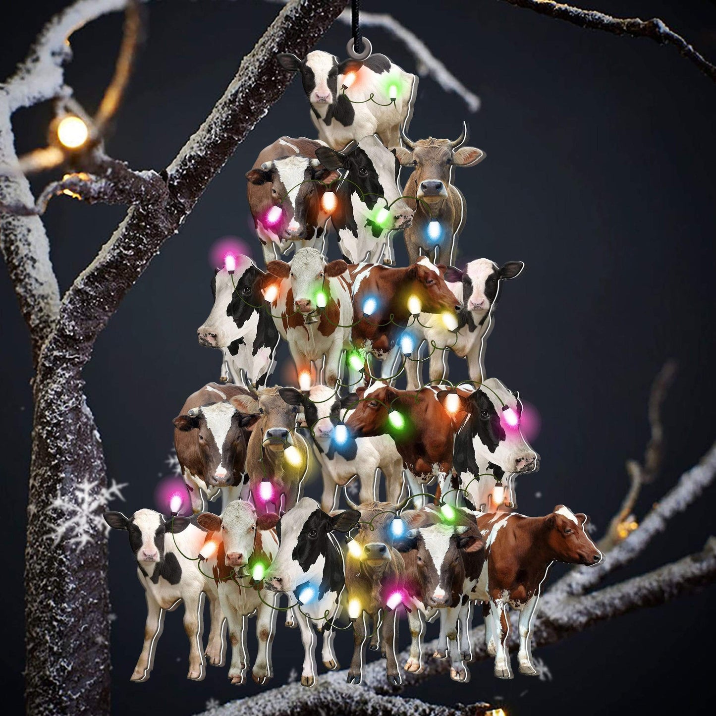 Cow lovely tree gift for cow lover gift for farmers Christmas Plastic Hanging Ornament, Christmas Ornament, Christmas Gift, Christmas Decoration