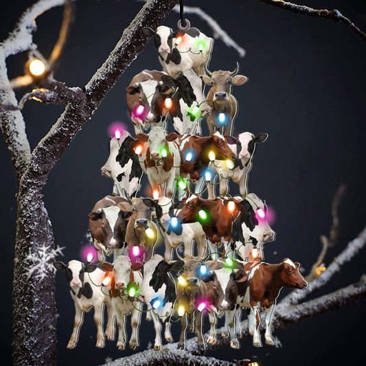 Cow lovely tree gift for cow lover gift for farmers Christmas Plastic Hanging Ornament, Christmas Ornament, Christmas Gift, Christmas Decoration