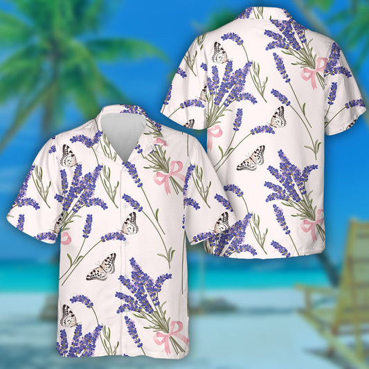 Theme Purple Lavender Flowers And Butterflies Hawaiian Shirt,Hawaiian Shirt Gift, Christmas Gift