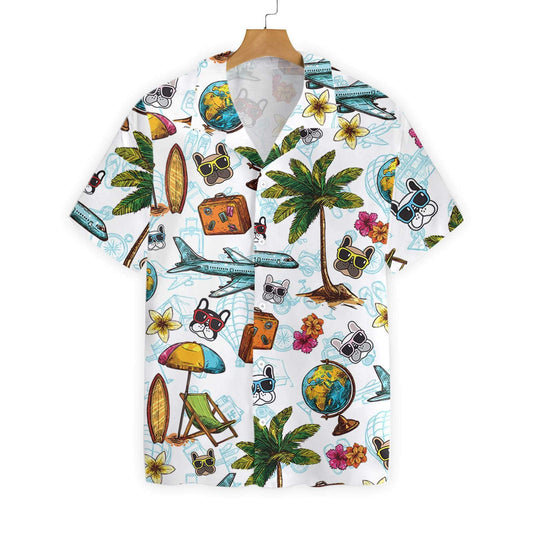 Sunglasses Bulldog na Fraince Aloha Taisteal Timpeall an Domhain Léine Haváís, Bronntanas Léine Haváís, Bronntanas Nollag