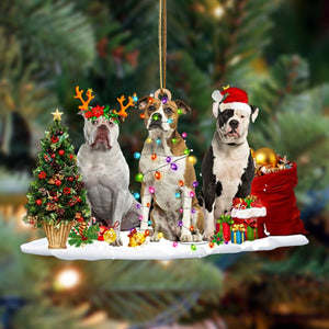 American Bulldog-Christmas Dog Friends Hanging Christmas Plastic Hanging Ornament, Christmas Ornament Gift, Christmas Gift, Christmas Decoration