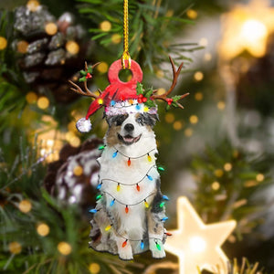 Australian Shepherd Christmas Shape Christmas Plastic Hanging Ornament, Christmas Ornament Gift, Christmas Gift, Christmas Decoration