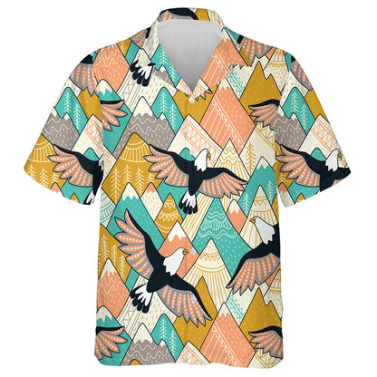 Beautiful Flying Eagles In Colorful Mountains Hawaiian Shirt, Hawaiian For Gift
