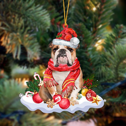 BROWN English Bulldog-Better Christmas Hanging Christmas Plastic Hanging Ornament, Happy Christmas Ornament, Christmas Gift, Christmas Decoration