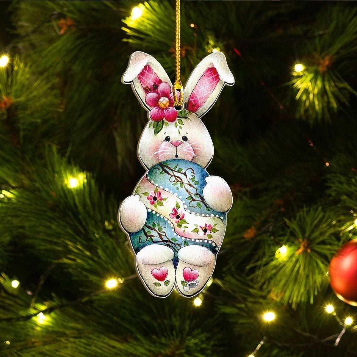 Bunny easter bunny lovers ornament, Happy Christmas Ornament, Christmas Gift, Christmas Decoration