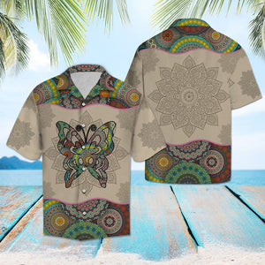 Abstract Butterfly Mandala Flower Patchwork Pattern Hawaiian Shirt, Hawaiian Shirt Gift, Christmas Gift