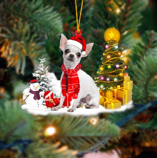 Chihuahua Christmas Ornament, Happy Christmas Ornament, Christmas Gift, Christmas Decoration